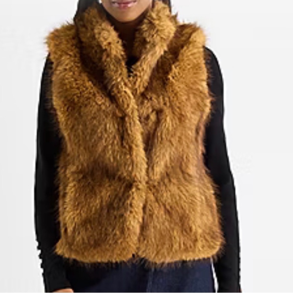 Faux Fur Vest in Camel Brown - Women's Cozy Layer